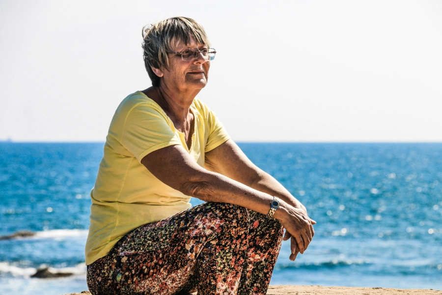 Relaxed elderly woman